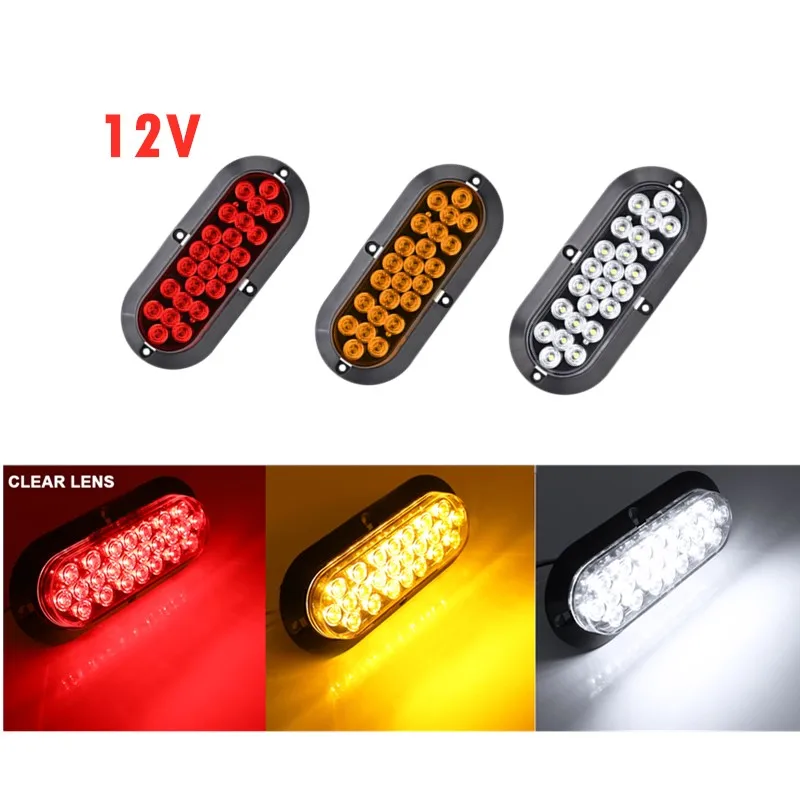

1pair universal 12V 6" Oval White Car covers 24LED Reverse Backup Trailer Truck Light High Low Brightness external lights