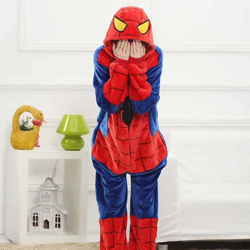 

Animal Spider Anime Pajamas Kigurumi Adult Pyjama Family Pajama Sets Women Winter Flannel Hoodie Mom Daughter Onesies Sleepwear