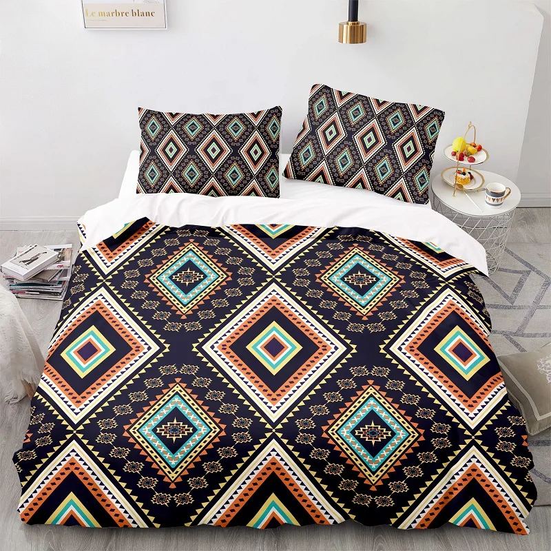

Tribal Style Purple Totem Pattern Bedding Set,AU 245210 Duvet Cover Set With Pillowcase,240220 Quilt Cover,EU Blanket Cover
