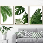 Скандинавский стиль зеленые тропические листья настенная живопись холст растения скандинавские плакаты и принты настенные картины для гостиной