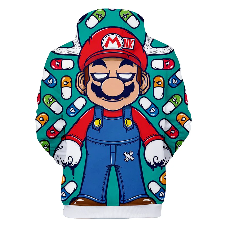 Унисекс Супер Марио костюмы для косплея толстовки на молнии 3D печать унисекс