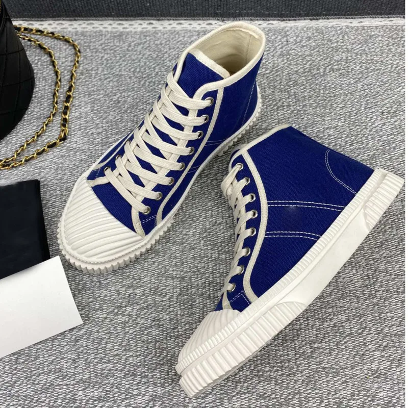 

Fashion Women Falt Heel Shoes 2021 Spring High Top Lace-up Cookies Canvas Walking Shoes Lady Casual Comfortable Vulcanized Shoes