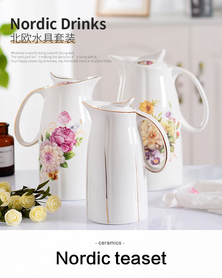 1.5L/2L керамические кувшины бутылки для воды холодный чайник Без взрыва кувшин большой емкости бытовой керамический термос