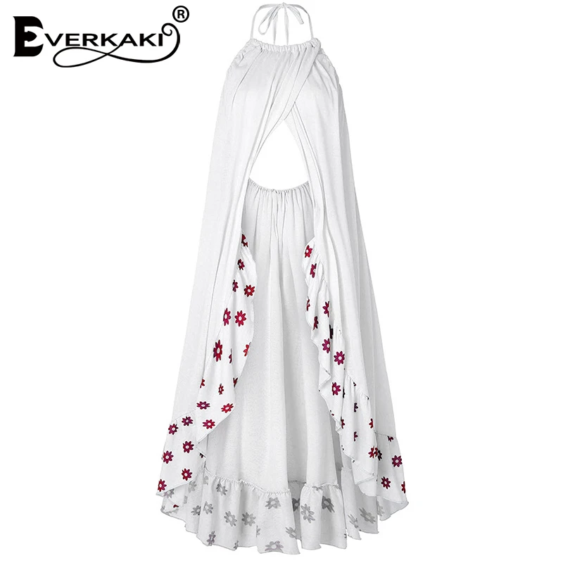 Everkaki Длинное Платье женское пляжное платье с цветочным принтом Boho Летнее