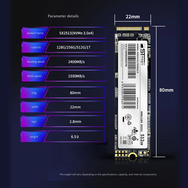 Оригинальный Stmagic M.2 2280 SSD NVMe 128 ГБ 256 512 ТБ PCIe ssd жесткий диск Внутренний