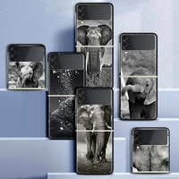 fold coques for samsung galaxy z flip 3 antifall protect cover zflip3 black hard case phone shell funda indian animal elephant