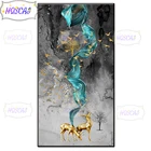 Роскошное украшение сделай сам в скандинавском стиле, абстрактный пейзаж, Золотая алмазная живопись с оленем, полный квадратныйкруглый алмаз, украшение для дома, подарок