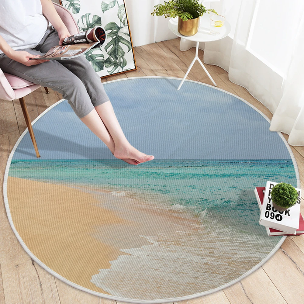 Silstar Tex Sea Landscape хлопковый ковер Круглый 3d коврик синий для комнаты дома кухни