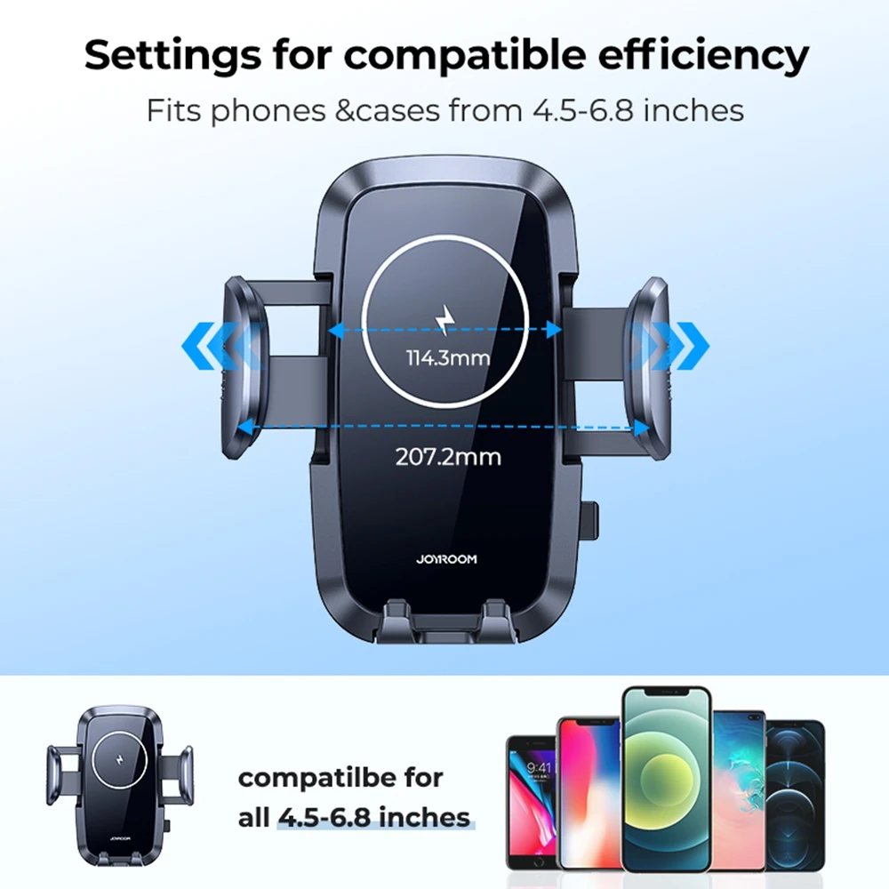joyroom 15w qi car phone holder wireless fast charging mobile phone holder sucker mount stand for iphone 12 pro samsung huawei free global shipping