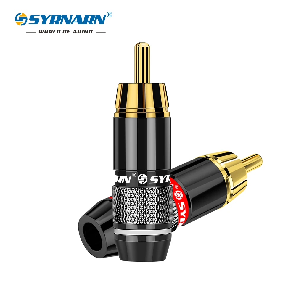 

20Pcs Hifi RCA Plug 24K Gold Plated Male Double Self-Locking Lotus Wire Connectors Audio Adapter 6mm Cable black&red 20pcs