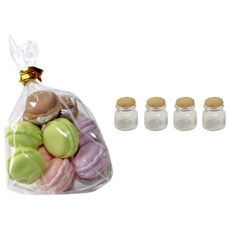 

Миниатюрная банка для конфет, 4 шт., украшение для кухни с 10 милыми миниатюрными мини-кукольными домиками 1/12, кухонные куклы-макарон