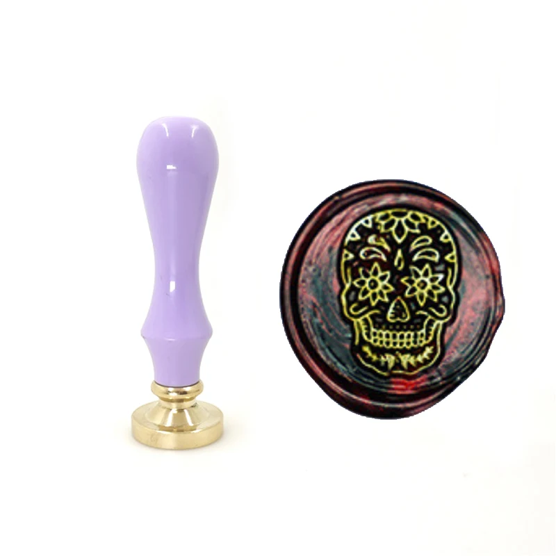 

Восковая печать с розовым черепом, фиолетовая пластиковая ручка, старинная печать в стиле ретро, персонализированная печать