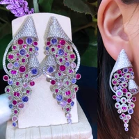 trendy original design luxury vintage pendant earrings for noble women wedding party cz dubai bridal earrings gorgeous jewelry