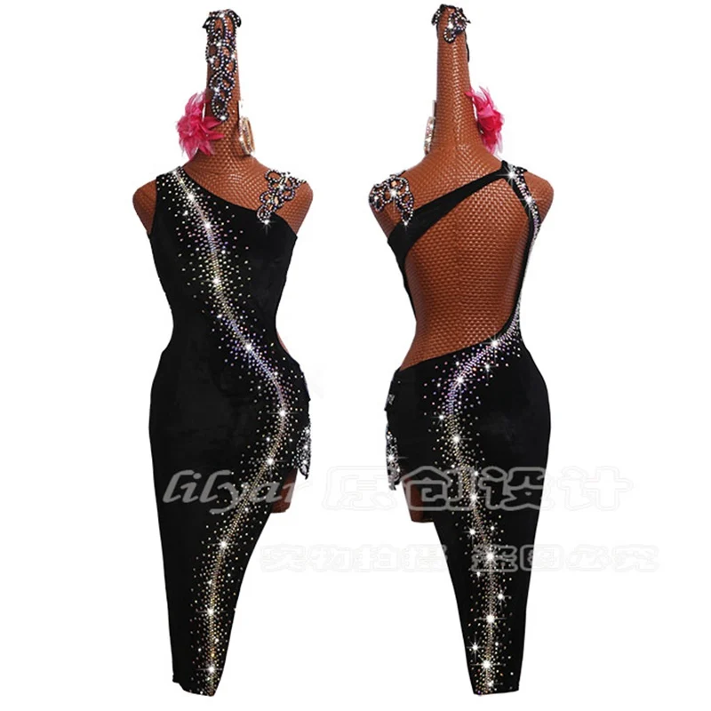 Блестящее платье для латиноамериканских танцев женское бальных сальсы ритма