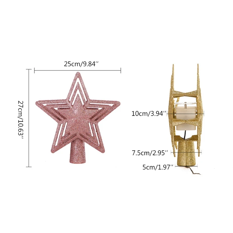 3D полые звезды дерево Топпер Декор верхняя светодиодсветодиодный проекционная