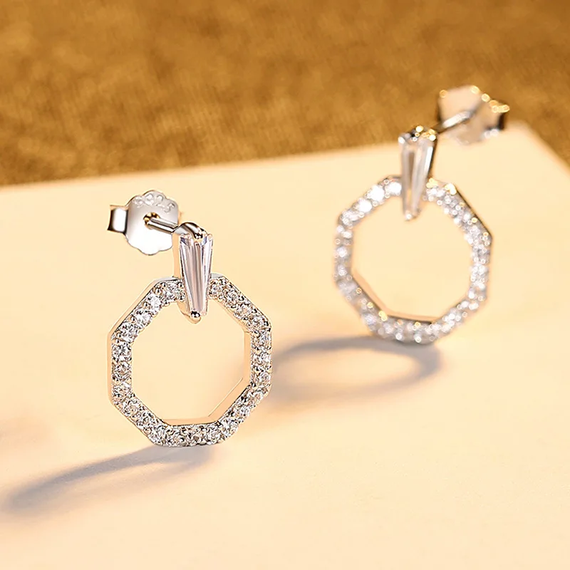 

Hexago Pink Zircon Earrings 2020 New Thomas Style Karma ,Good Jewelry For Women, Ts Gift In 925 Sterling Silver