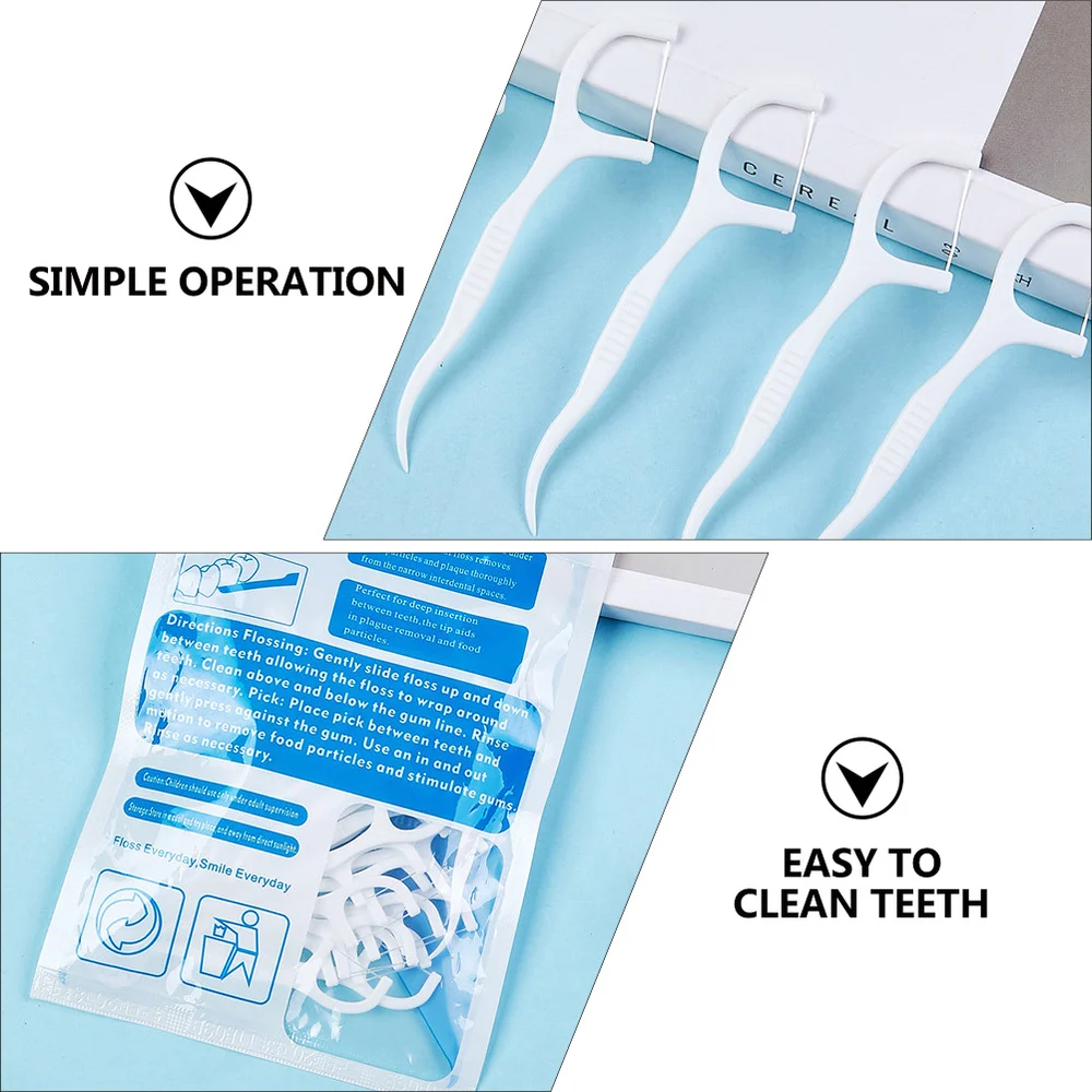 

300 Pcs Convenient Floss Picks Practical Teeth Cleaning Tools (White)