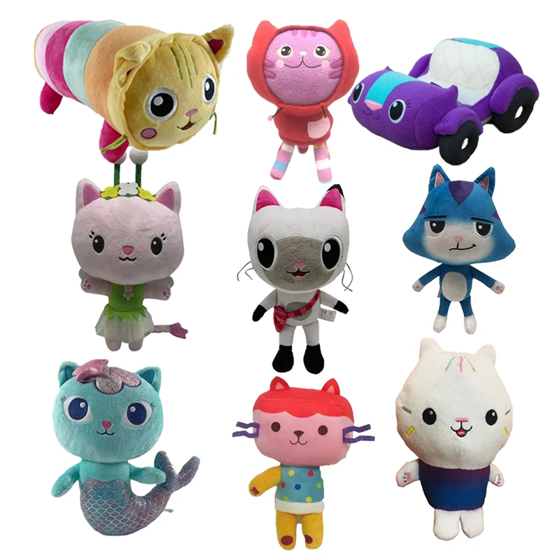 

23-30CM Gabby Dollhouse Plush Toy Cartoon Season Stuffed Animals Mermaid Cat Plushie Dolls for Kids Christmas Birthday Gifts