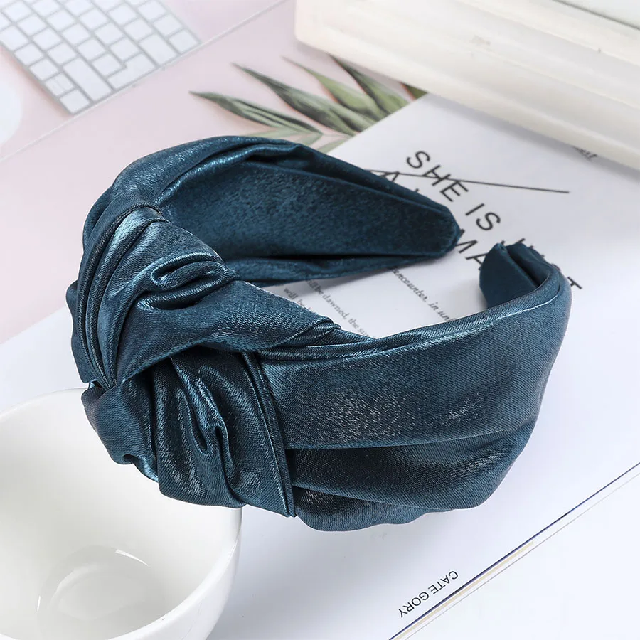 Haimeikang Fashion New Bezel Headdress Cross knotting Wide-brimmed Headband Autumn Winter Head Hoop Women Hair Accessories - Цвет: dark green