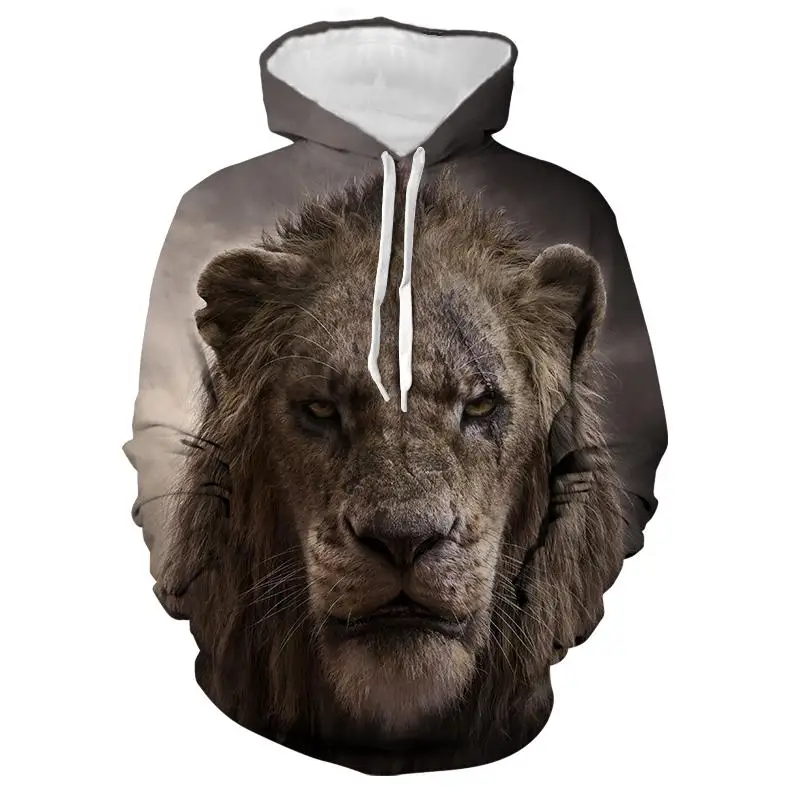 

Men/women Hooded Hoodies Cap Windbreaker Jacket Sweatshirts Fashion Brand Autumn winter Lion animal Printing clothes