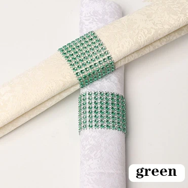 green 6 шт., кольца для салфеток, стулья, пряжки, вечерние свадебные украшения, блестящие украшения, банты со стразами, держатель для салфеток ручной работы - Цвет: green