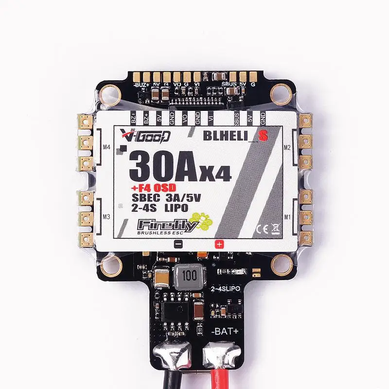 VGOOD F4S 30A Blheli_S Dshot 4 в 1 ESC AIO F4 OSD Контроллер полета с датчиком тока BEC|Детали и