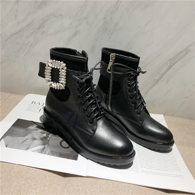 ASUMER/Новинка 2020 года Ботинки из натуральной кожи Женские ботинки на шнуровке со