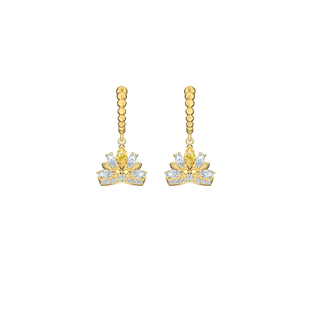 

New Drop Earrings Crown Gold Colour For Women Fine Jewelry 1:1 Swa High Quality