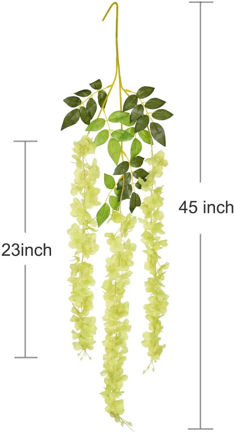 

6 Pack 3.75 FeetPiece Artificial Fake Wisteria Vine Ratta Hanging Garland Silk Flowers String Home Party Wedding Decor