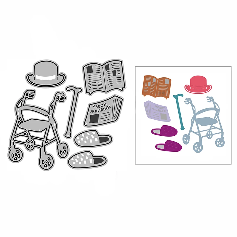 

2021 New Grandfather Crutch Magazine Hat Metal Cutting Dies For DIY Craft Making Greeting Card and Scrapbooking Paper No Stamps