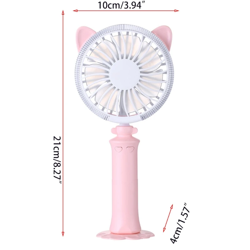 

1 pc Portable Handheld Fans Mini Electric Desk Fan USB Rechargeable with LED Night Light 2 Speed D0JE