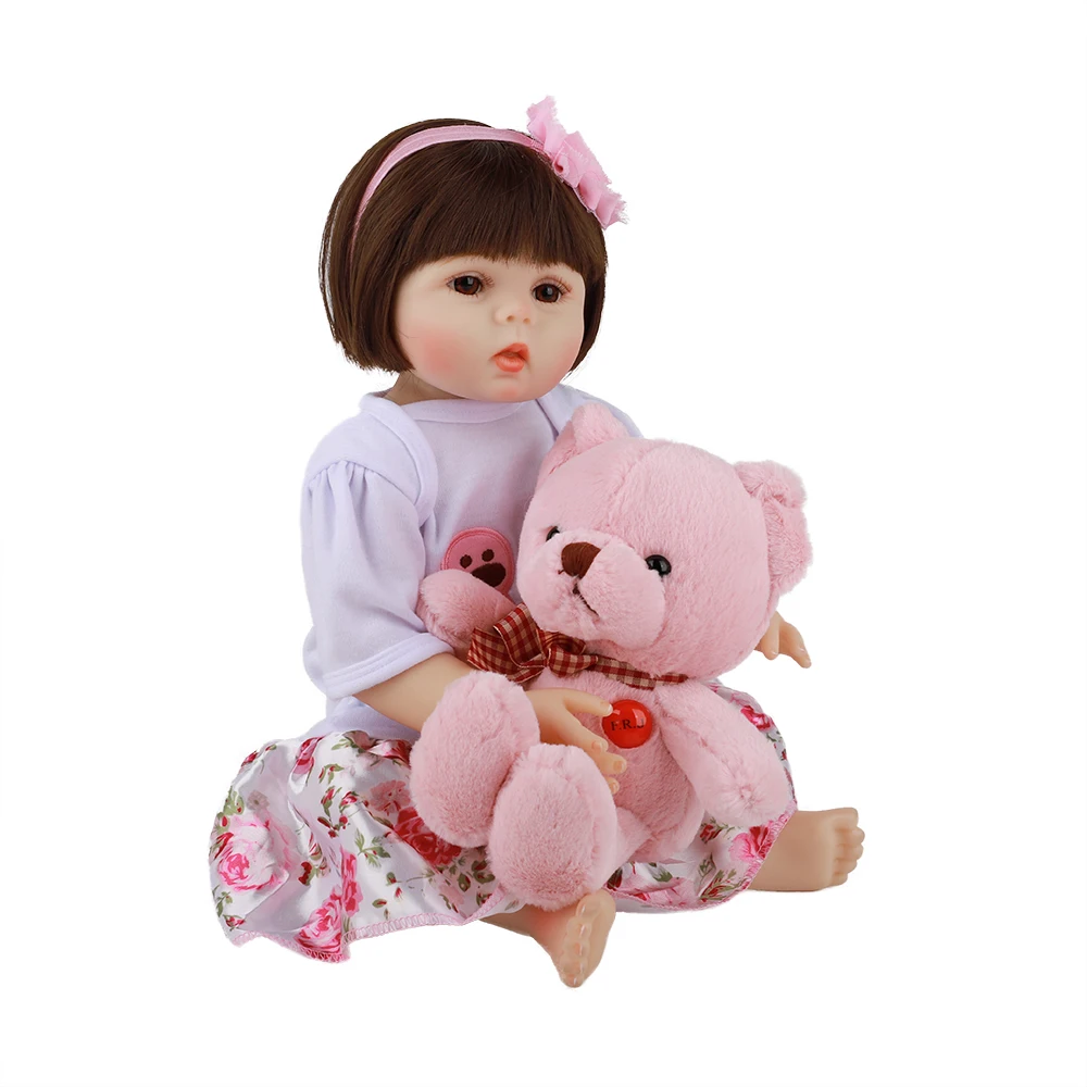 

Realistic Newborn Baby 18 '' Silicone Doll cloth Body Lifelike Bebe Reborn Dolls For Children Birthday Gift Shower Toy