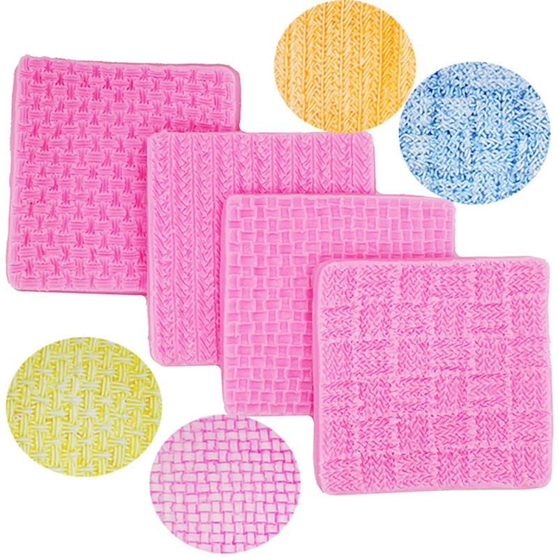 

Sweater Fabric Knitting Texture Biscuits Embossed Pad Decorating Lace Mat Silicone baking Molds Fondant Cake Decorating Tool