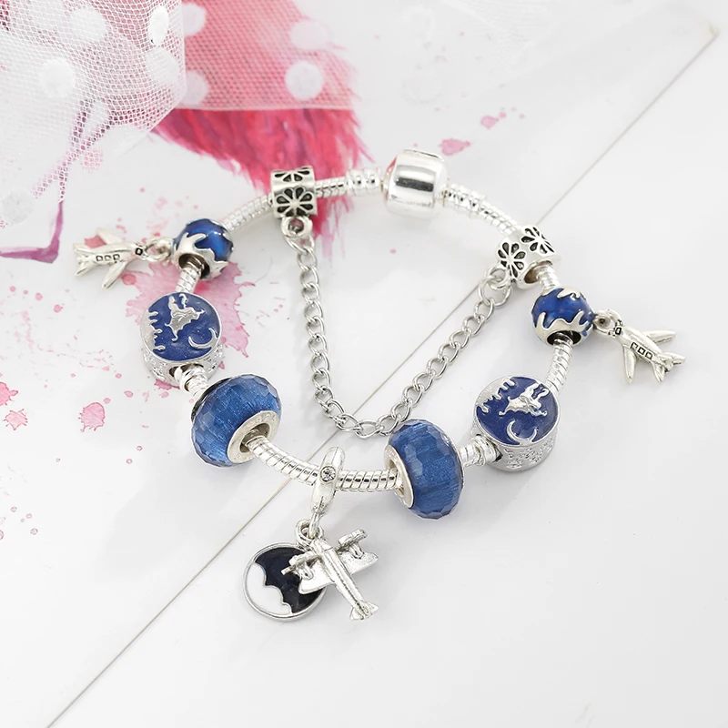 TOGORY розовый бисер браслет и серебристого цвета брендовый для женщин Дети DIY