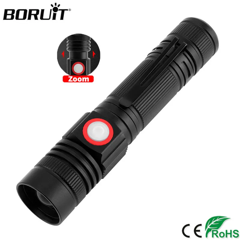 BORUiT T6 светодиодный светильник для вспышки 1000LM 3 режимный фонарь с увеличением