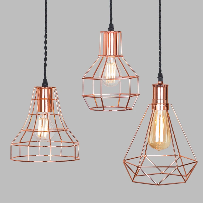 Современная E27 металлическая клетка подвесной светильник винтажный цвет розовое