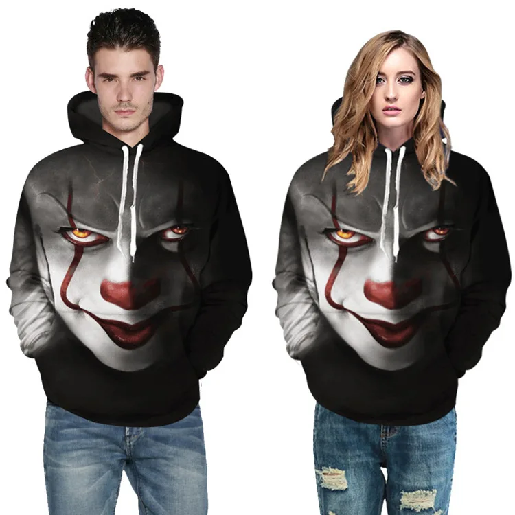 Костюм клоуна из фильма для взрослых унисекс толстовка с 3D принтом дьявола