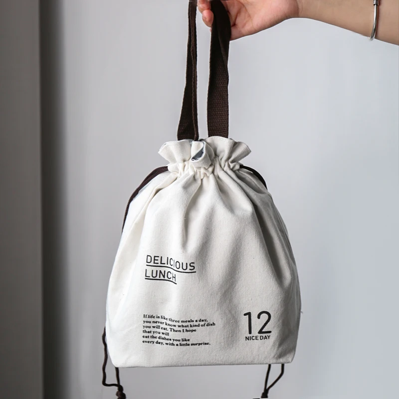 

Insulated Lunch Box Bento Bag Handbag Simple Office Worker Lunch Bag Handbag Canvas Hand Bag