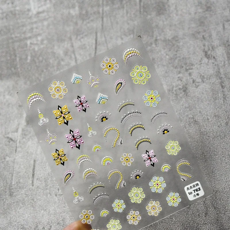 

5D Flower Nail Stickers Lace Gel Decals Acrylic Engraved Sliders Embossed Nail Art Decorations Polish Dots Decals Bohemia 2021