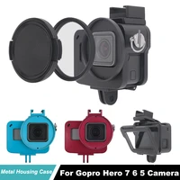 protective housing case for gopro hero 7 6 hero5 camera cooling frame aluminum alloy shell go pro hero6 metal cage uv filter