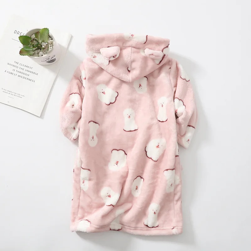 Bata de ba&ntilde;o para ni&ntilde;os y ni&ntilde;as, ropa de dormir de franela para beb&eacute;, bata de noche de dibujos animados, pijamas para ni&ntilde;os de 2 a 12 a&ntilde;os-2
