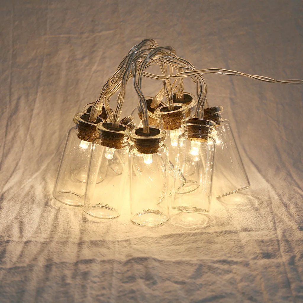 10LED стекло Желая бутылка декоративная форма огни гирлянда Ретро звезда Рождество