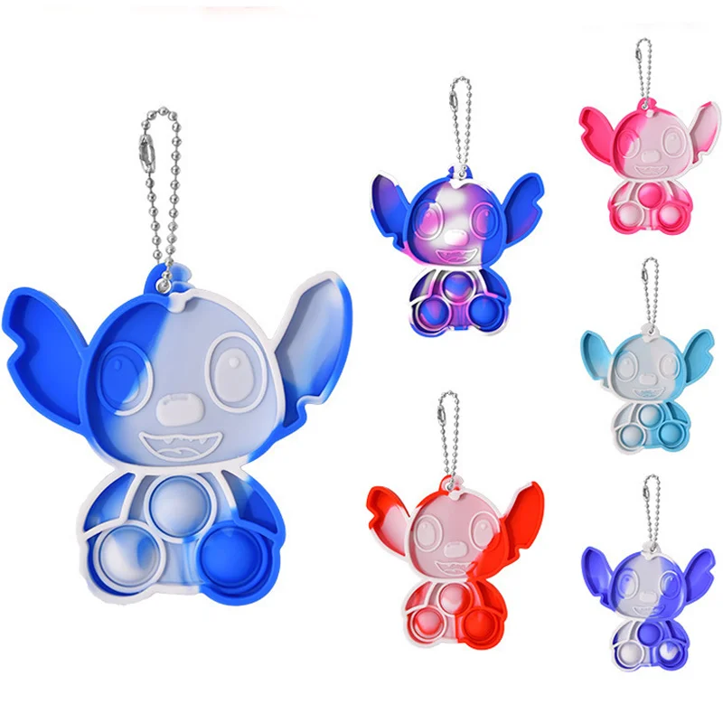 

Брелок для ключей «Лило и Стич», игрушка-антистресс, кавайная, простая пузырьковая подставка, для людей с аутизмом, для детей