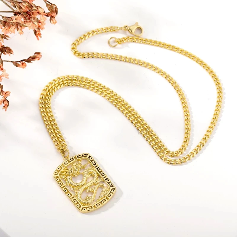 Ожерелье с подвеской в виде дракона для женщин чокер из нержавеющей стали