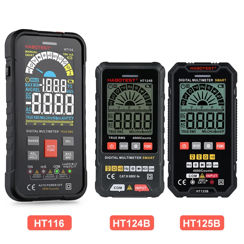 Professional Digital Multimeter Smart Multi Tester Auto Range TRMS AC DC Voltage Ohm HZ Capacitance Diode Live Continuity Meter |