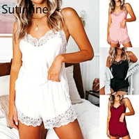 womens tracksuit sexyclub suits with shorts lace solid womens suit sleeveless female set v neck pullover womens home clothes