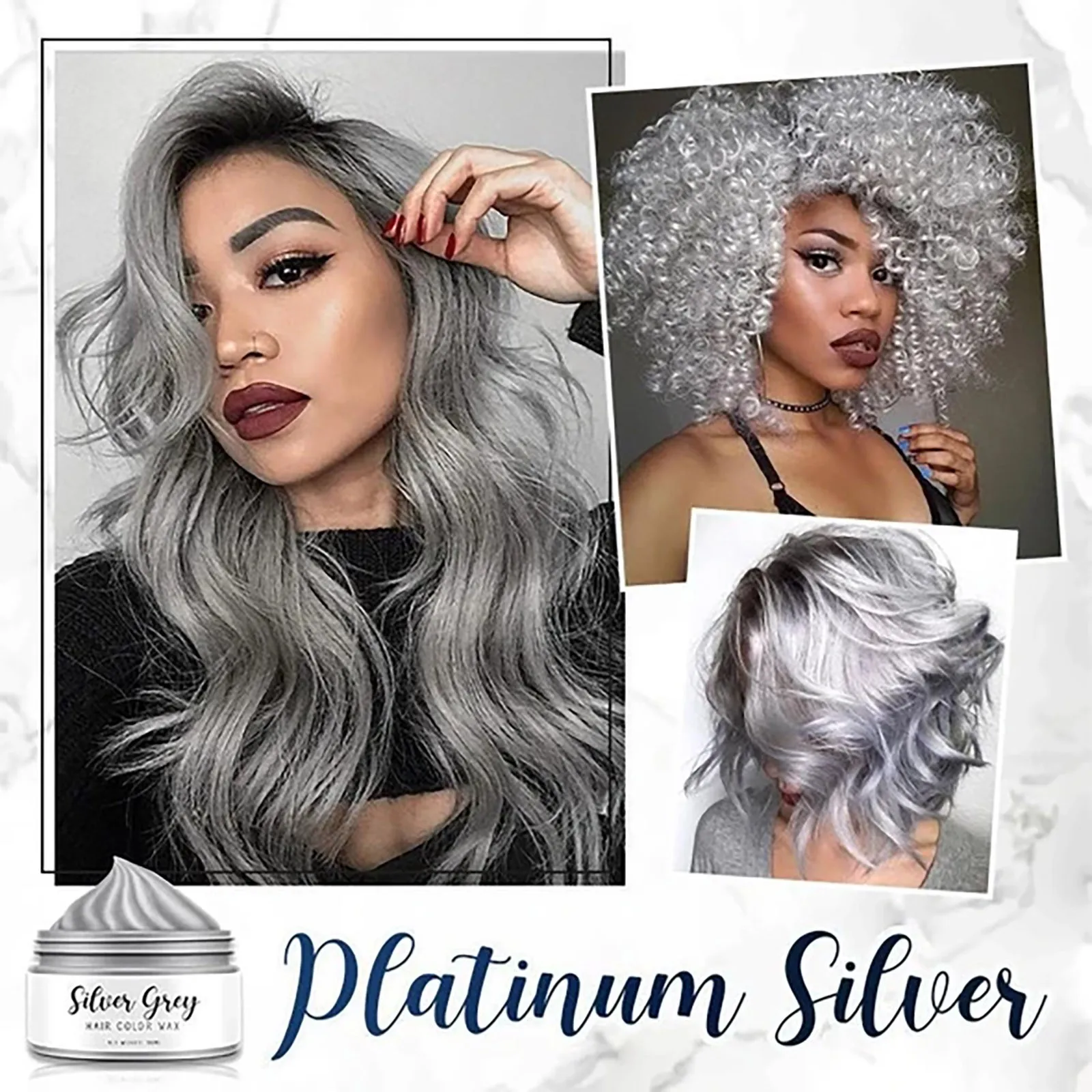 

New Trend Smoky Gray Punk Style Light Fashion Silver Grey Grandma Gray Hair Dye Color Unisex Temporary Hair Color Wax Dye Cream