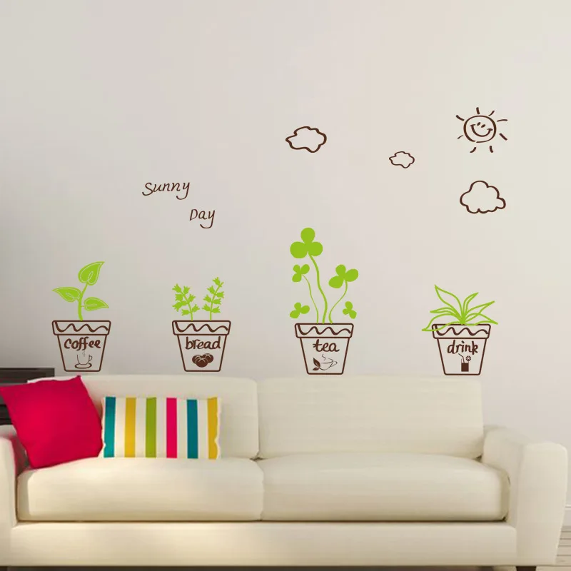 

Window Sticker Decoration Self Adhesive Glass Door Window Wallpaper Garden Flower Potted Skirting Wall Decor