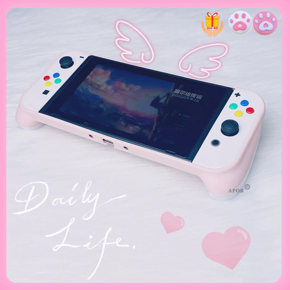 Новейший чехол для Nintendo Switch Console JoyCon розовый защитный со сменными рукоятками |