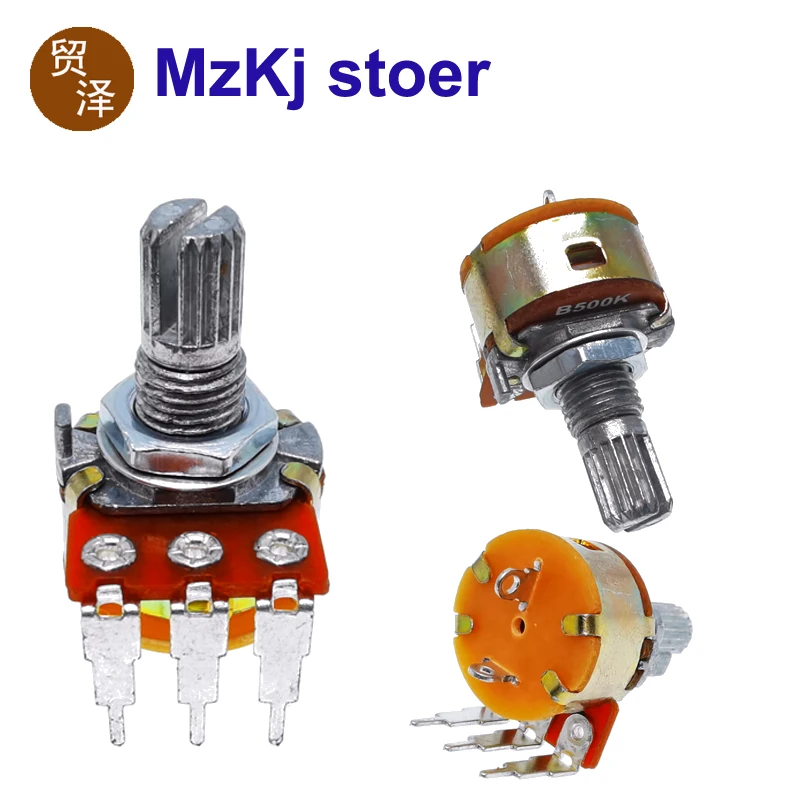 

5 шт., WH148, B10K, B50K, B100K, B500K, небольшая изогнутая ножка с переключателем для усилителя аудио 50K, одинарный потенциометр K